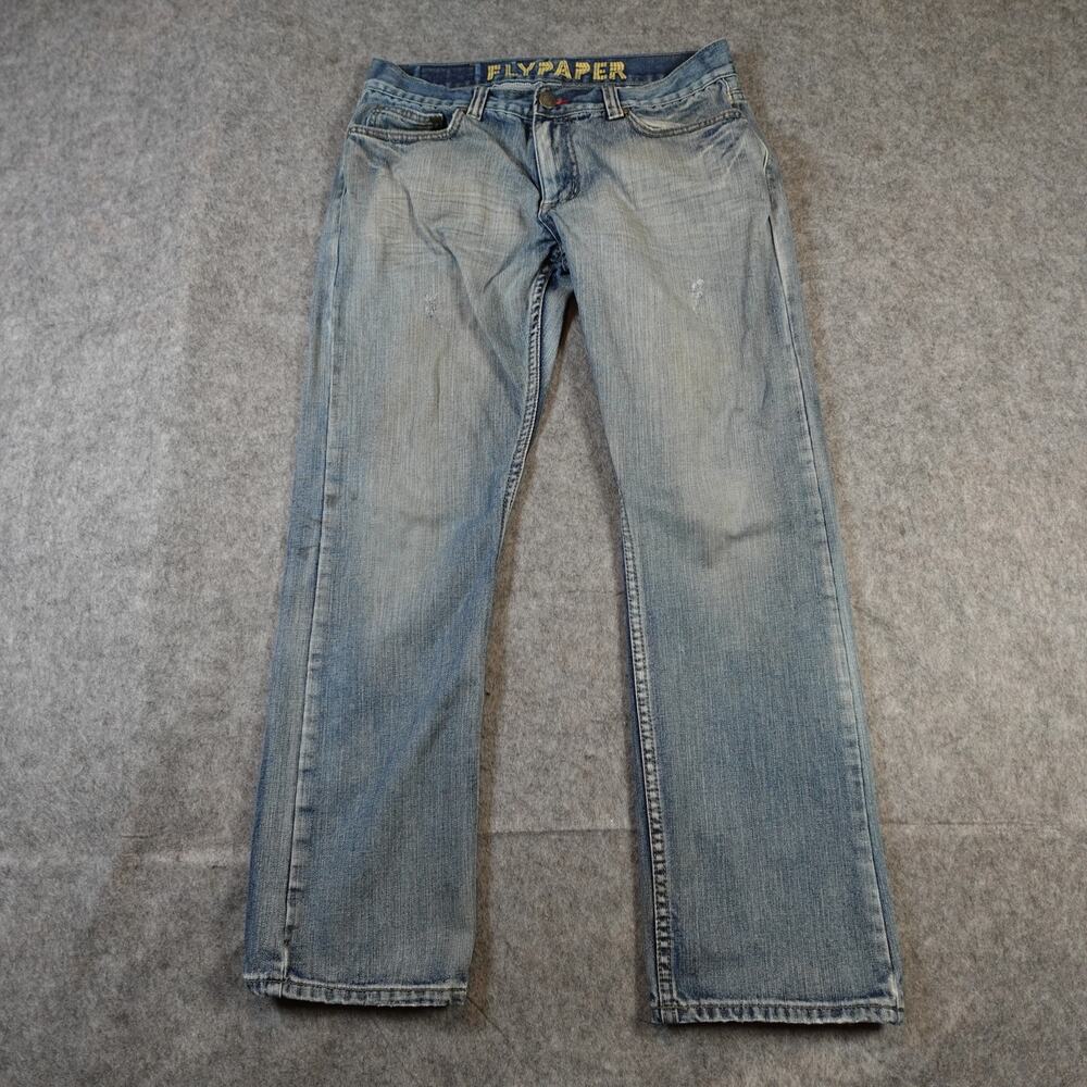 Flypaper Jeans Mens 34x32 (32x31 Actual) Straight Leg Medium Wash